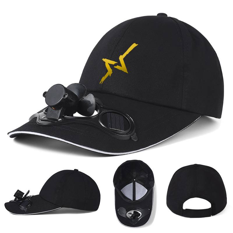 Night -light watching dog 2 hat solar energy with fan adult baseball cap children's student movement meeting sunshade cap