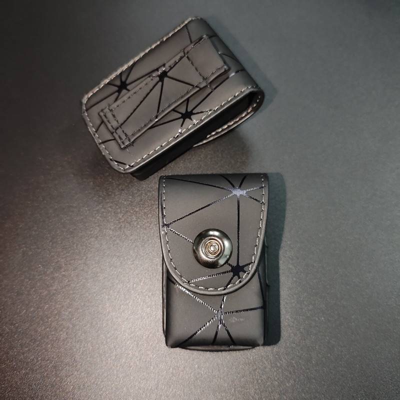 Folding old flower mirror waist -hanging leather box Middle -aged and elderly male magnets sucking covered flower high -quality leather folding storage box