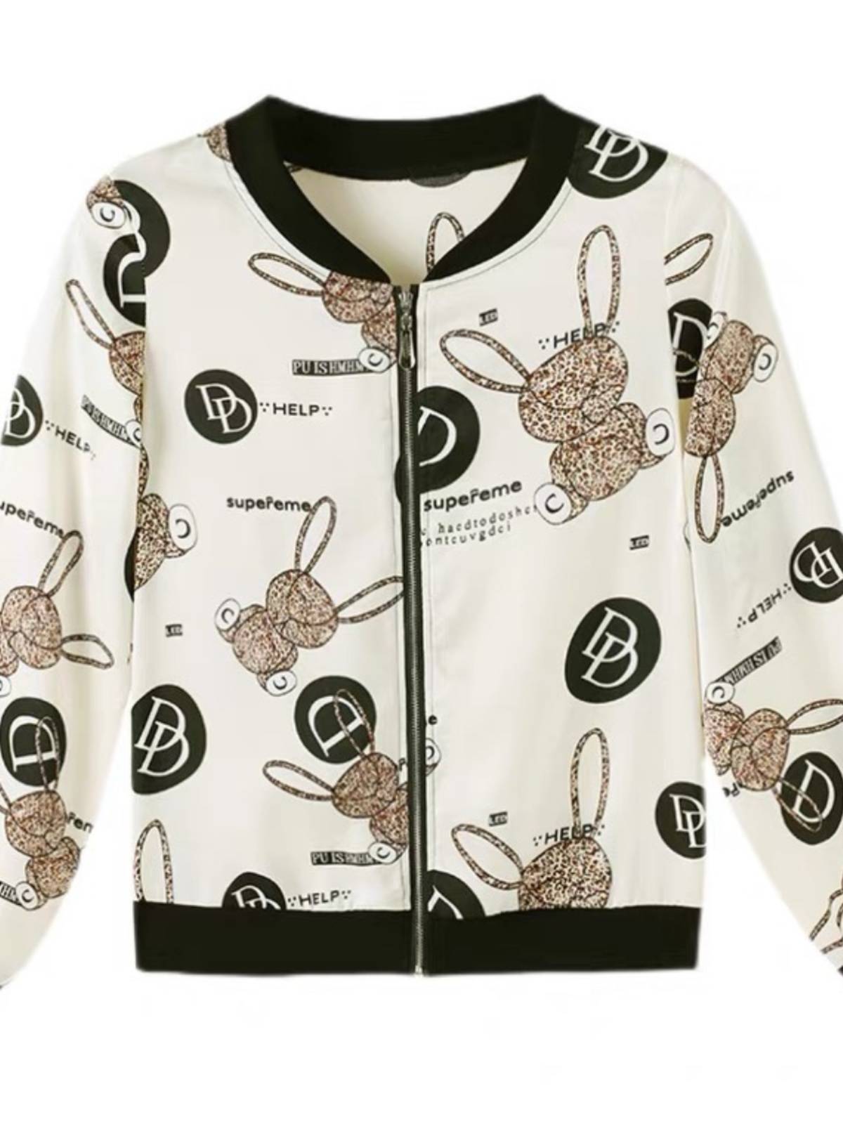 Mom in chiffon printing fashion cardigan long -sleeved jacket 2024 spring new large size loose and versatile baseball uniform