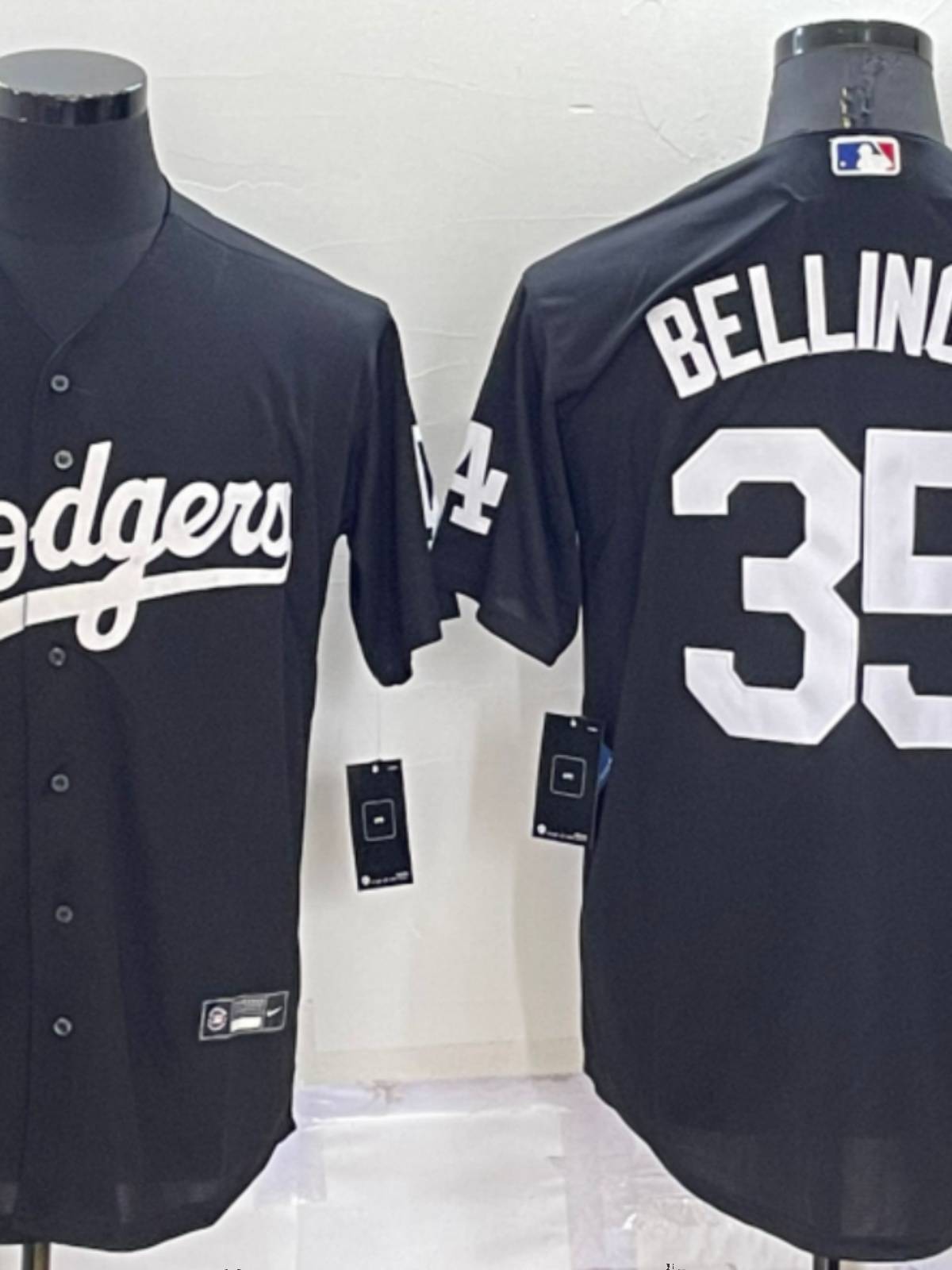 DODGERS Baseball Daoqi Team 5#35 Bellinger16#gray -blue white cardigan T -shirt short sleeve jersey