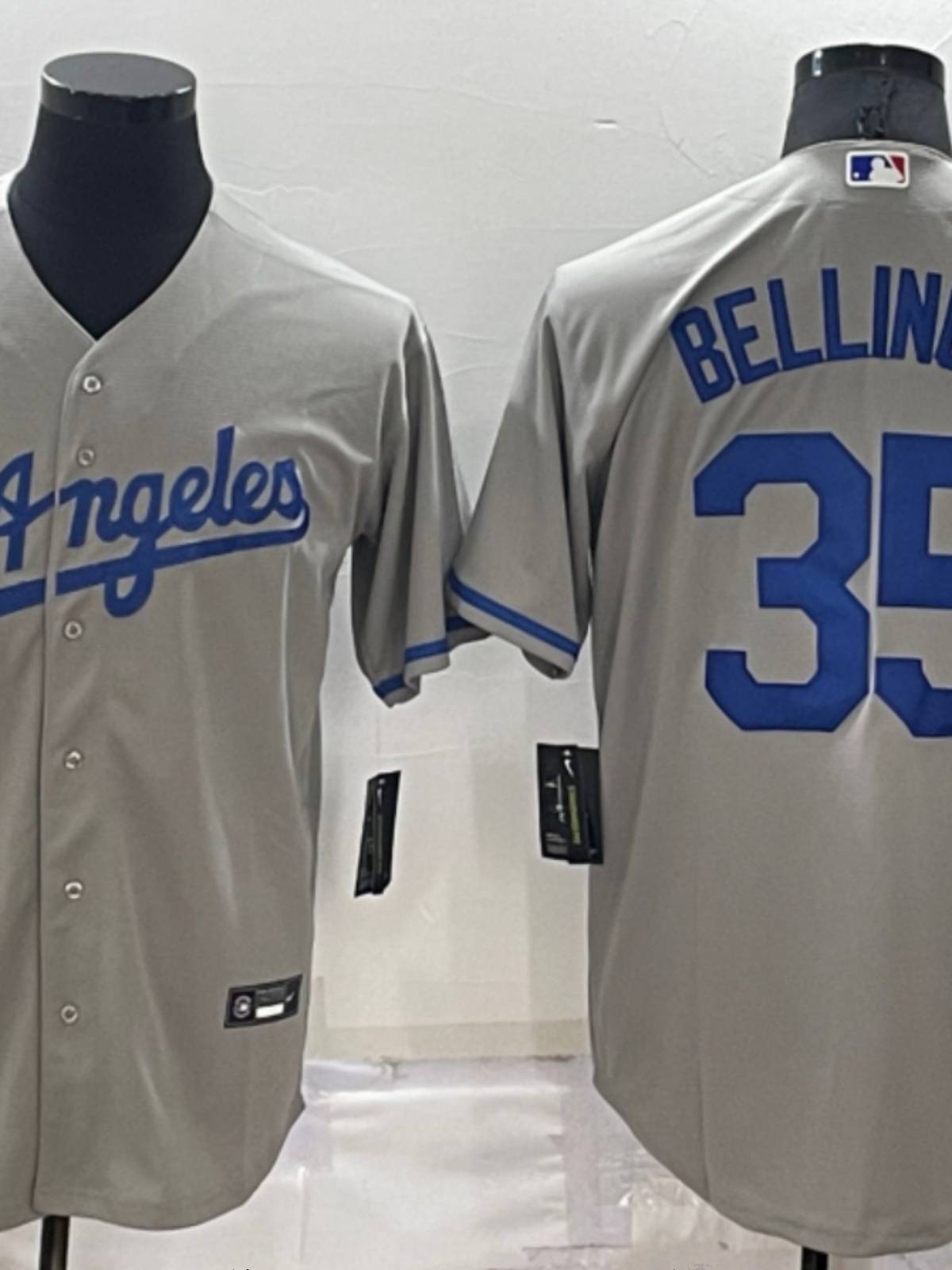 DODGERS Baseball Daoqi Team 5#35 Bellinger16#gray -blue white cardigan T -shirt short sleeve jersey