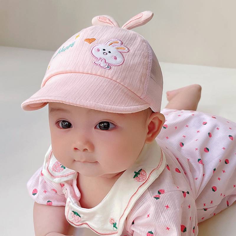 Infant hat Summer Children's Mill Hat Small Moon -Age Baby Sunbird Gloves of Newborn Baseball 0 One 6 Sunscreen Hat