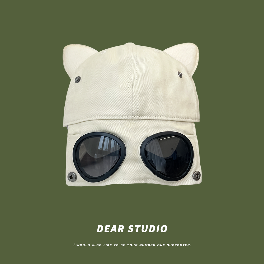 Big Head Board Pilot Cat Ear Baseball Hat Men's Street Hip Hop Two Morroscopy Duck Tongue Hat