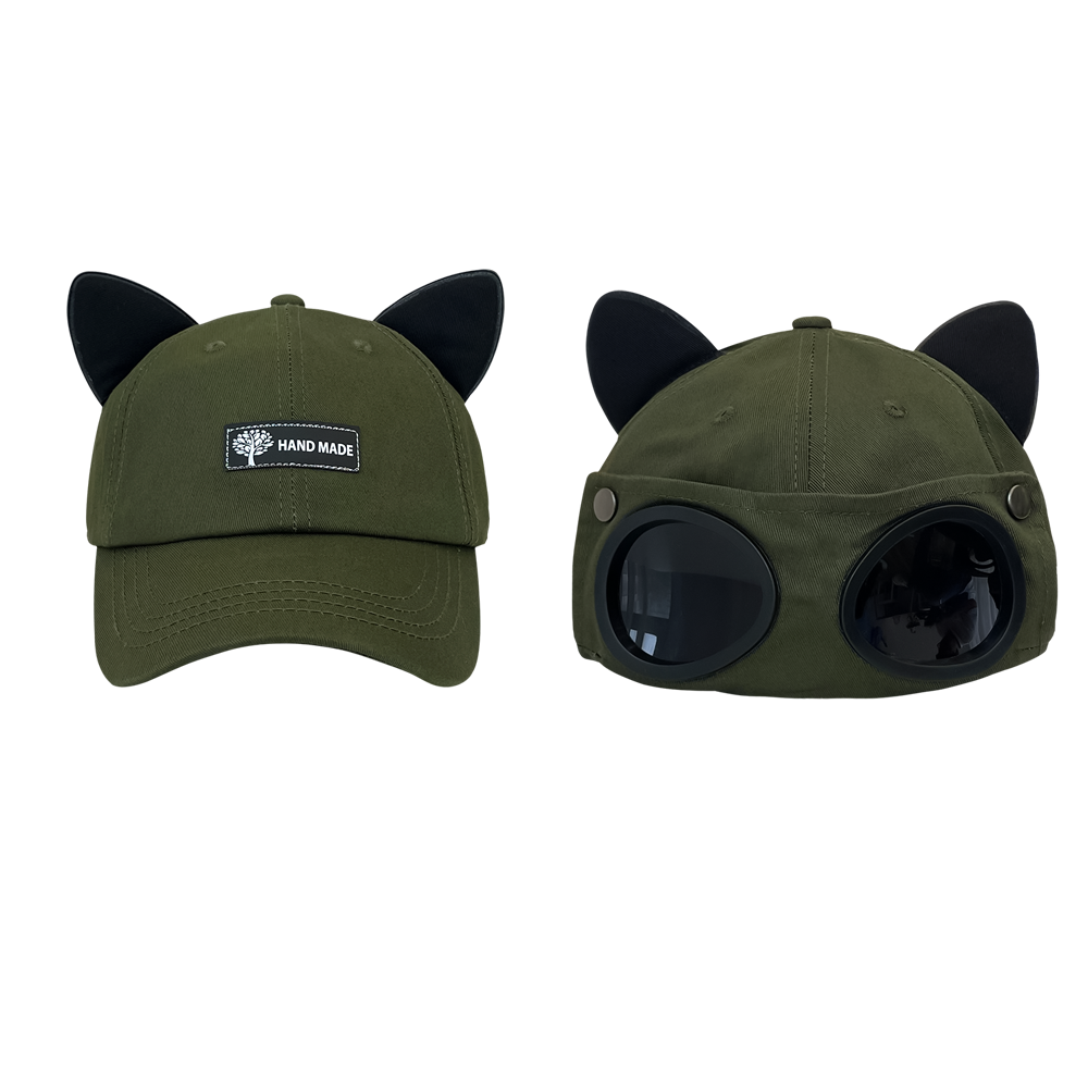 Big Head Board Pilot Cat Ear Baseball Hat Men's Street Hip Hop Two Morroscopy Duck Tongue Hat