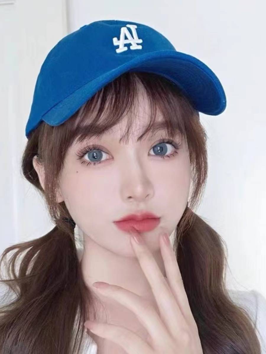 La Mushi Hat MLB Genuine Baseball Hat Men's Female Couple Soft Top Sleeve Ding Gick NY letters sunscreen hat