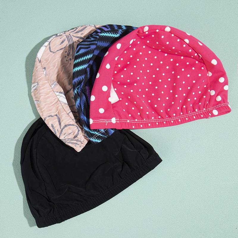 Polyester cloth swimming cap High elastic adult universal color independent packaging card paper hot spring swimming cap