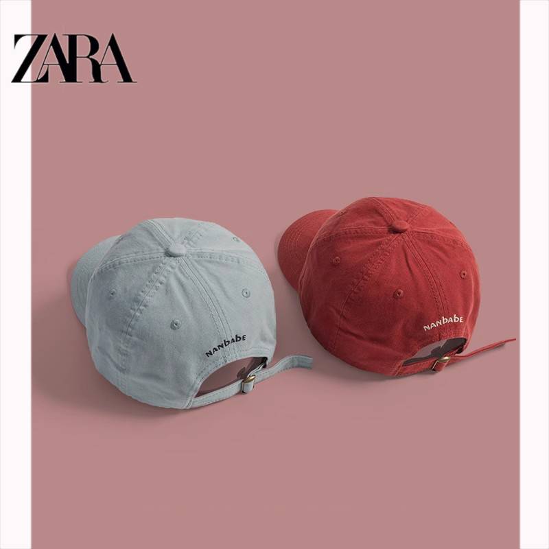 Zara cute little fox embroidered baseball hat female soft top shelter couple versatile duck tongue hat boys show small faces