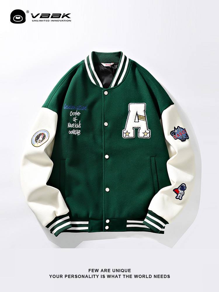 Vbbk letters baseball uniform men's outfit of spring autumn and winter thickened ins, tide couple young people casual large size jacket