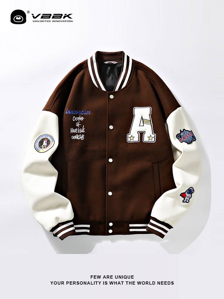 Vbbk letters baseball uniform men's outfit of spring autumn and winter thickened ins, tide couple young people casual large size jacket