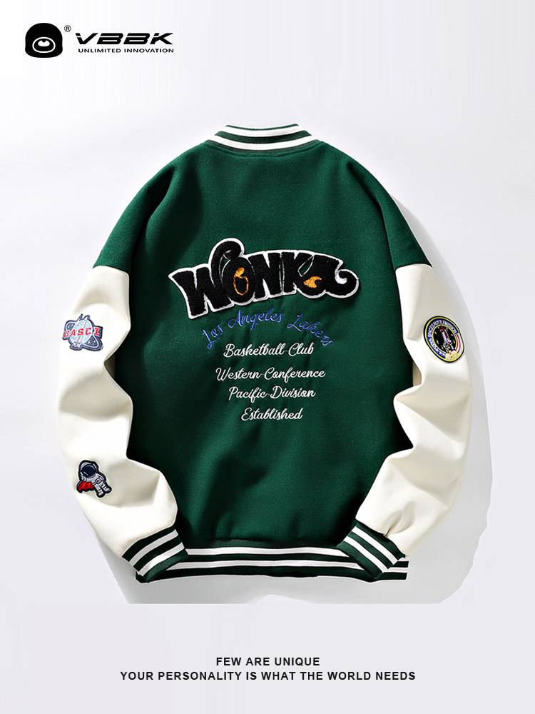 Vbbk letters baseball uniform men's outfit of spring autumn and winter thickened ins, tide couple young people casual large size jacket
