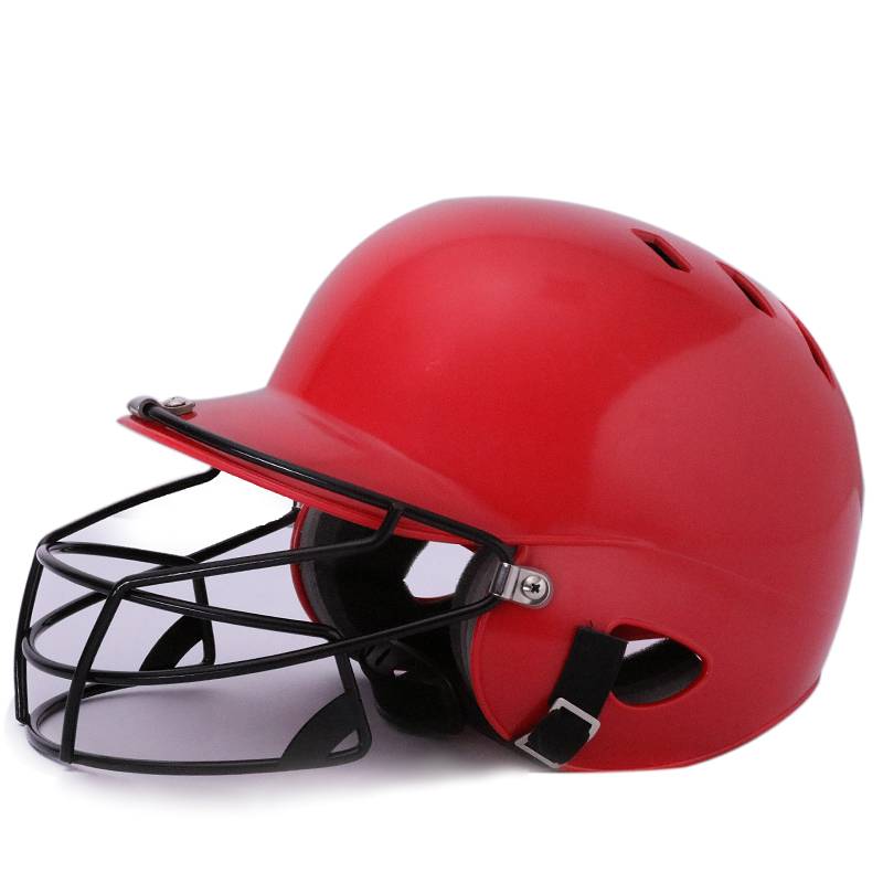 Adult red helmet with protective noodles