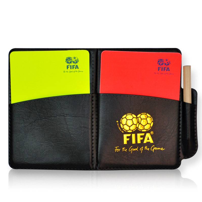 Soccer referee's red yellow hand and pen, yellow red picker whistle suit, professional referee's package