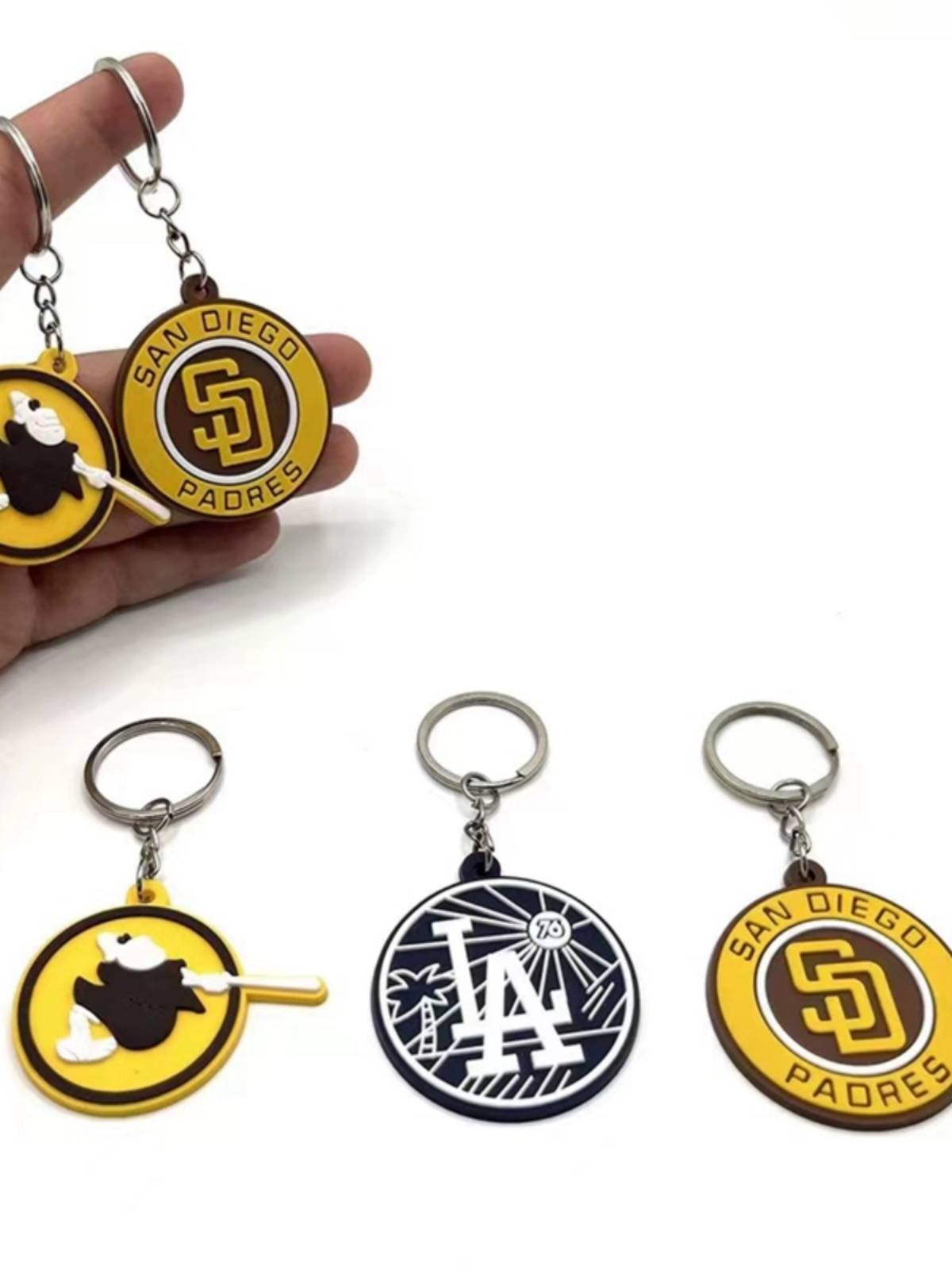 Export original single keychain baseball pendant pendant trinity Dodge Master Men and women, the same trend brand fashion versatile