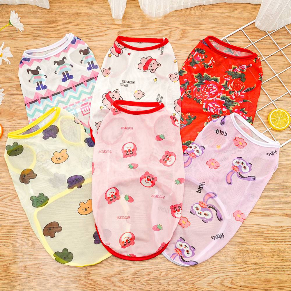 Big dog pet clothes vest, dog and cat, summer breathable elastic net eye Teddy Bar bears Fa Douki