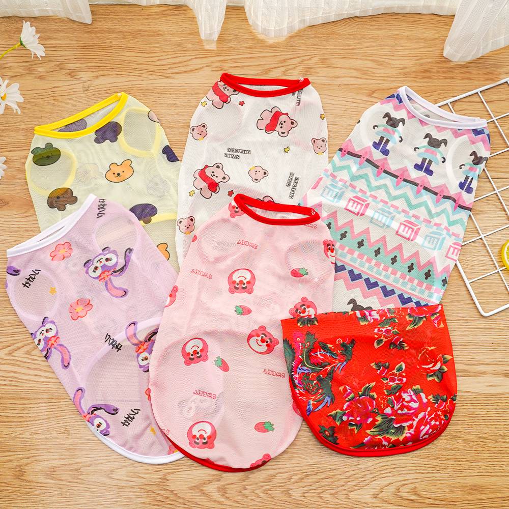 Big dog pet clothes vest, dog and cat, summer breathable elastic net eye Teddy Bar bears Fa Douki