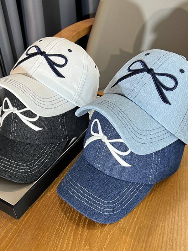 Purchase new Korean Internet celebrities, the same bow embroidery baseball hat female big head enclosure sunscreen, sunscreen, duck tongue hat