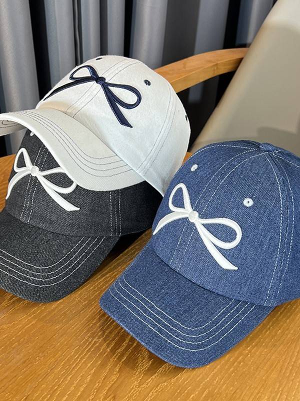 Purchase new Korean Internet celebrities, the same bow embroidery baseball hat female big head enclosure sunscreen, sunscreen, duck tongue hat
