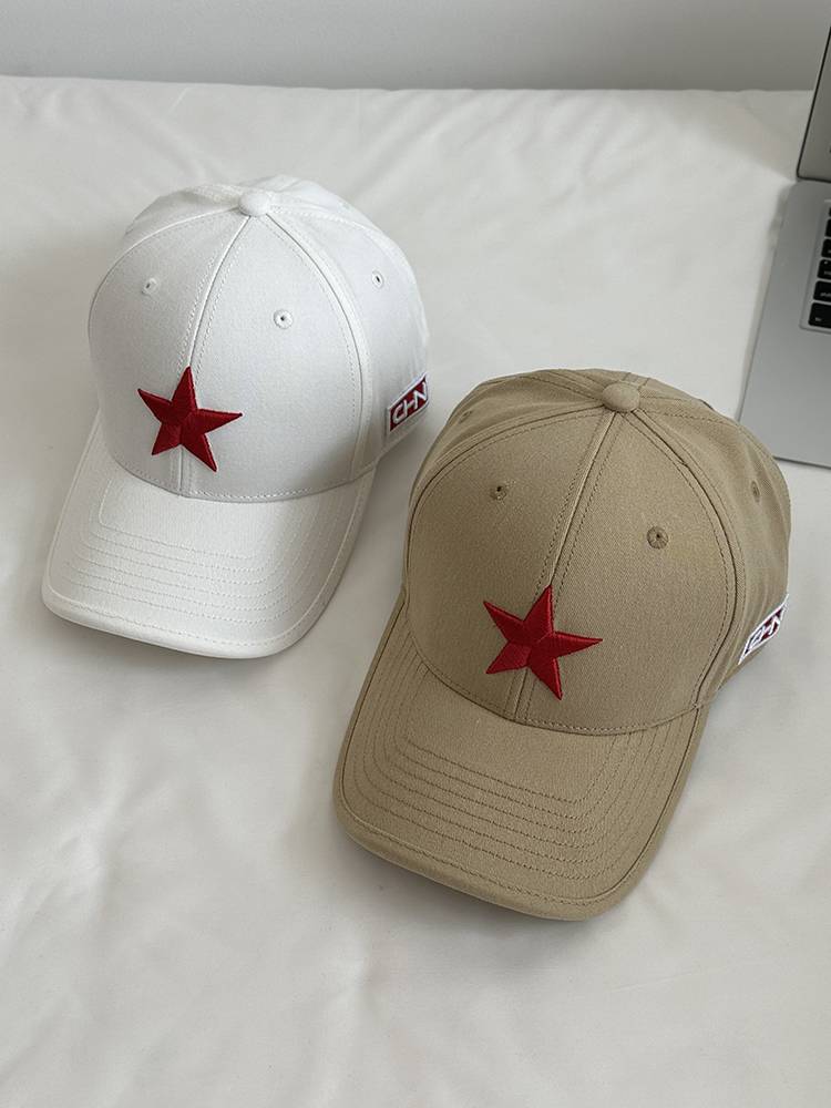 Guo Chao Baseball Hat Men's New Hard -top Personalized Sun -Hat Red Chinese Wind Pentagon Embroidery Musles Hat