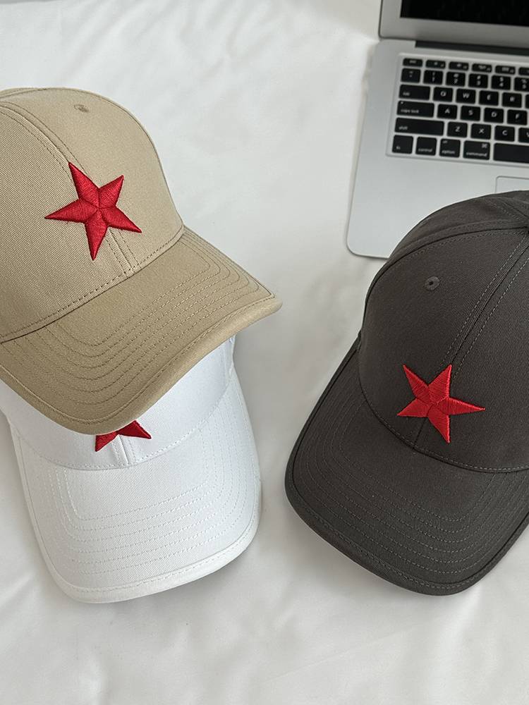 Guo Chao Baseball Hat Men's New Hard -top Personalized Sun -Hat Red Chinese Wind Pentagon Embroidery Musles Hat