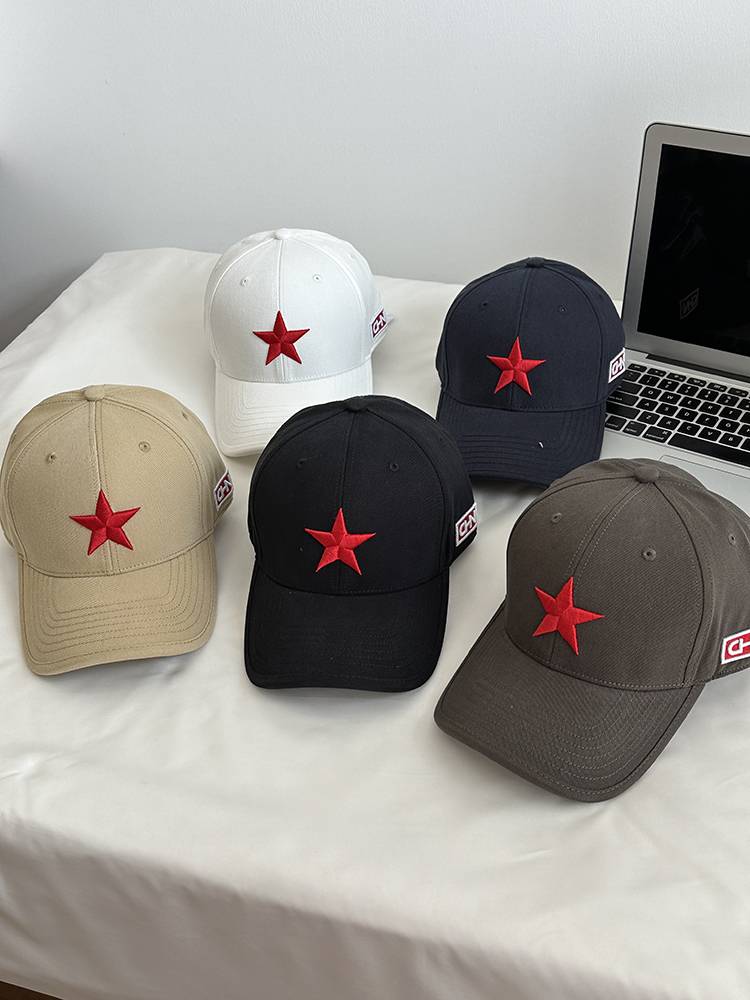 Guo Chao Baseball Hat Men's New Hard -top Personalized Sun -Hat Red Chinese Wind Pentagon Embroidery Musles Hat