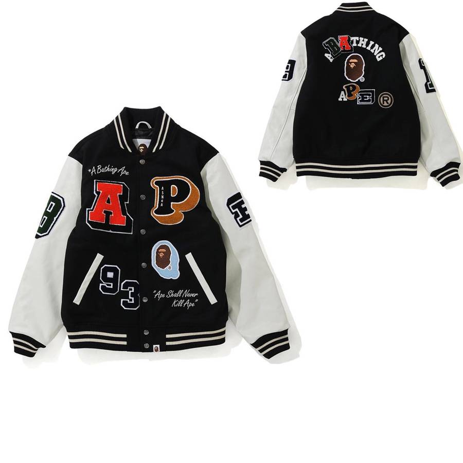 Japanese APE tide brand ape man velvet letter embroidery bleeding owl pilot jacket baseball uniform men's jacket