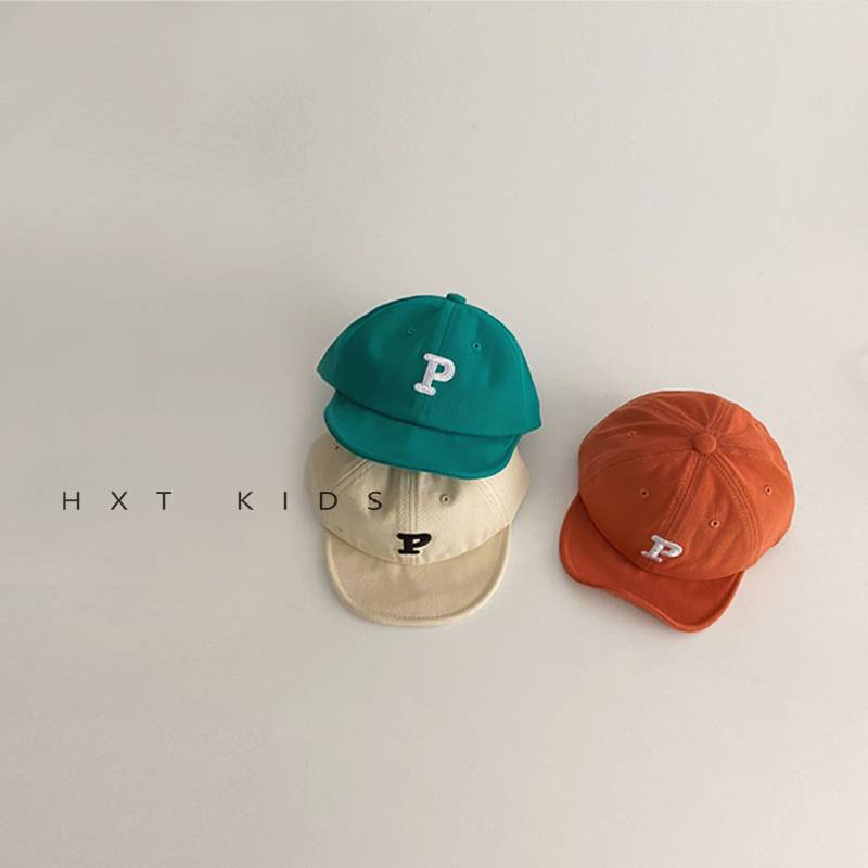 Baby hat spring and autumn soft eaves Korean version P letters embroidered foreign vuck cap