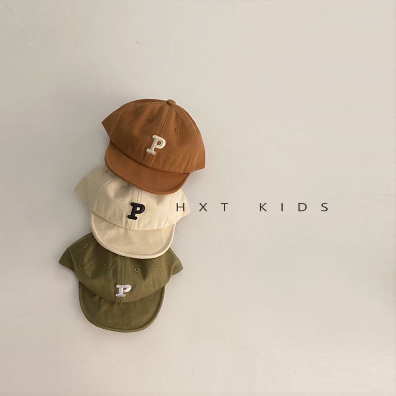 Baby hat spring and autumn soft eaves Korean version P letters embroidered foreign vuck cap