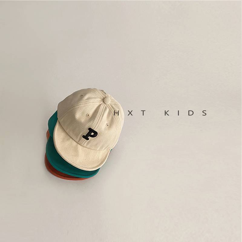 Baby hat spring and autumn soft eaves Korean version P letters embroidered foreign vuck cap
