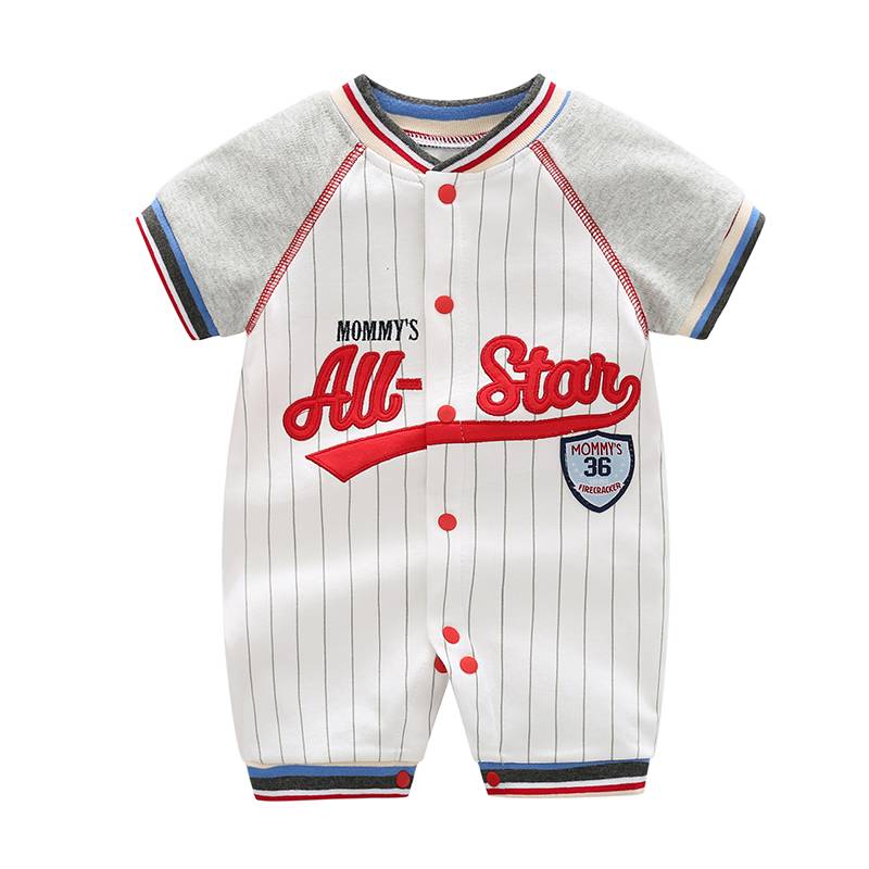 Baby jacket sports style newborn clothes five -month -old male baby thin summer baseball uniform short -sleeved hac clothing
