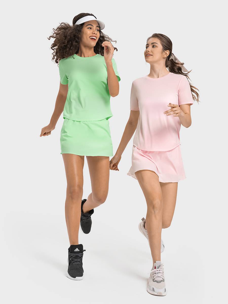 Lulu new anti -walking light tennis skirt summer nude, fast drying, running sports yoga short skirt women's baseball skirt