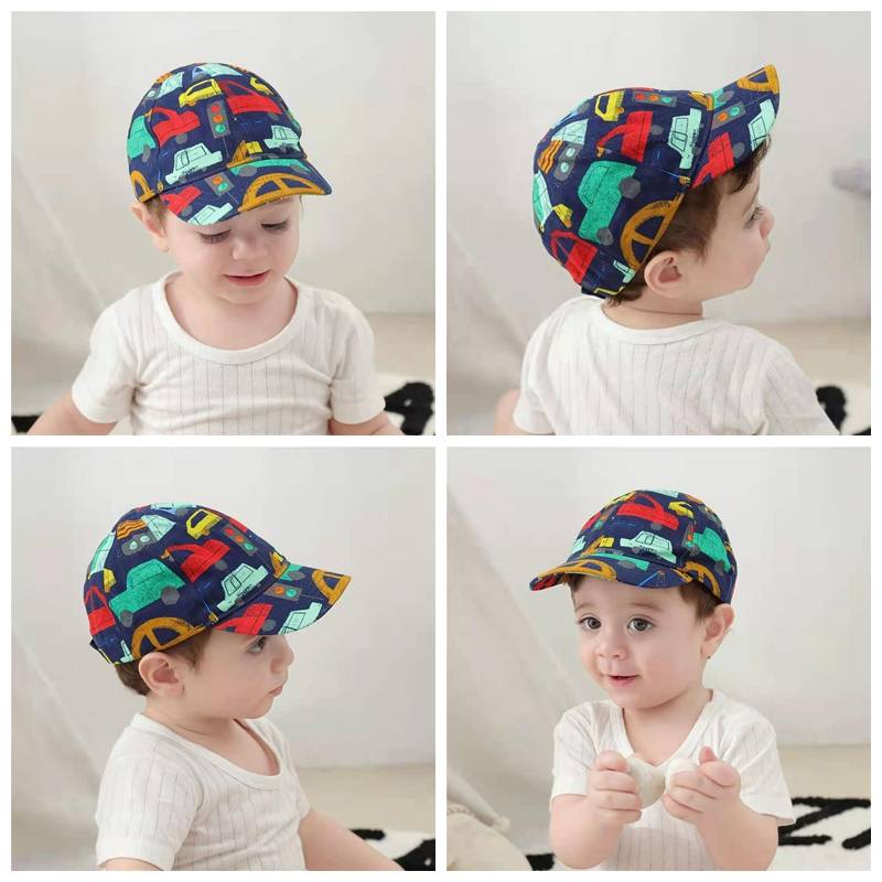 Male baby car baseball cap Boys in spring and summer pure cotton thin peaked caps casual sun hat shading children's hat