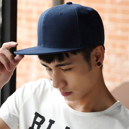 Summer hip -hop hat flat tongue flat tongue flat baseball cap flat hat men's peaked hat hat new solid color black