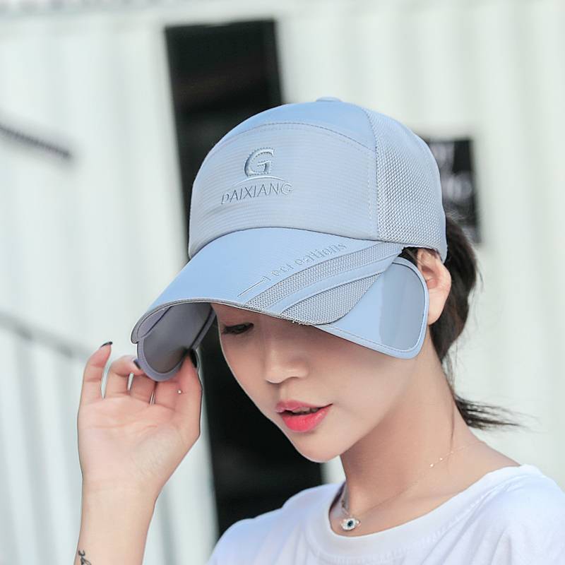 Sun Hat Summer Korean Version Women's Outdoor Duck Tongue Gats, men and women can retractable cycling, cover face baseball cap sunscreen
