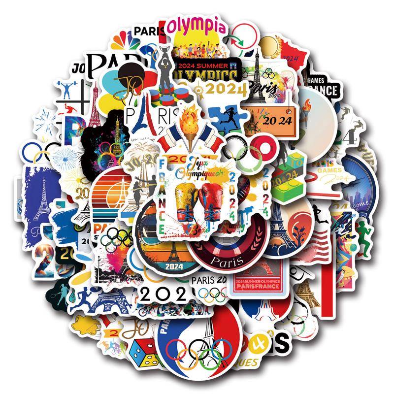 2024 French Paris Olympic Games graffiti sticker Olympic Games Water Cup notebook computer tablet sticker