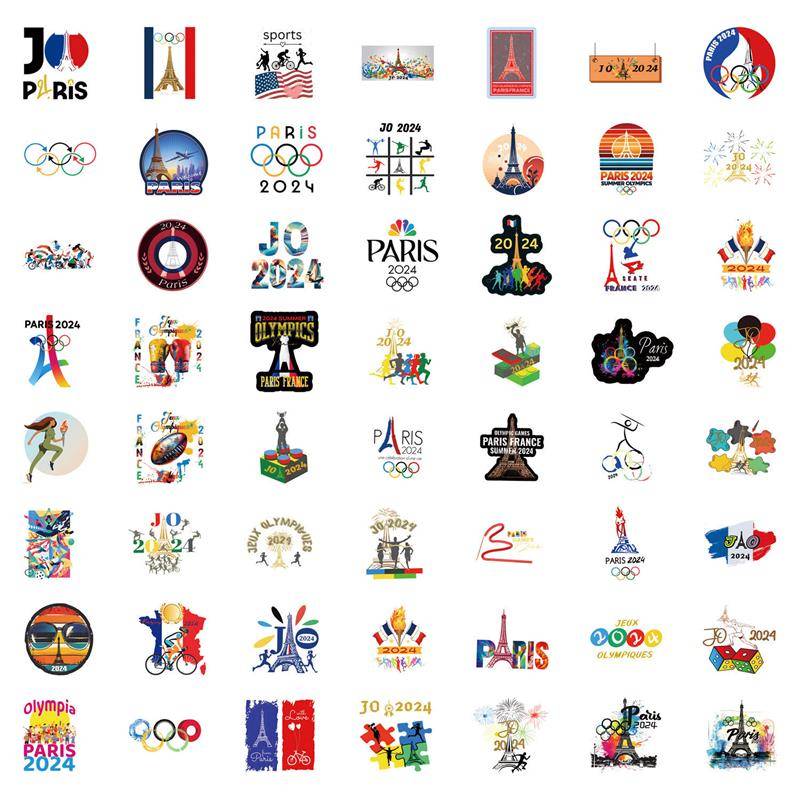 2024 French Paris Olympic Games graffiti sticker Olympic Games Water Cup notebook computer tablet sticker