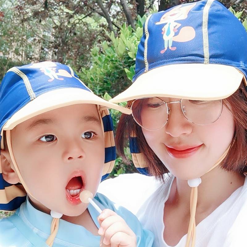 HIGH-BULB SUNPROOF BATHING CAPS FOR MALE AND FEMALE CHILDREN WITH NECK NECKS, BEACH CAPS AGAINST UV50+