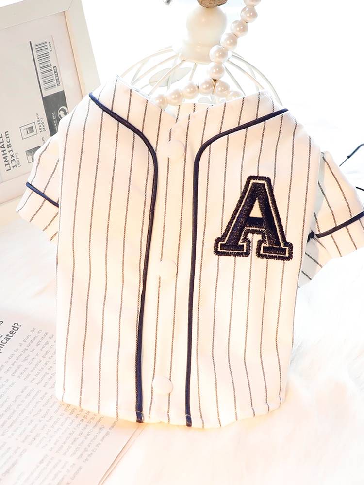Dog clothes autumn, cat handsome baseball shirt back buckle, simple, fashionable small dog Teddy pet 5266