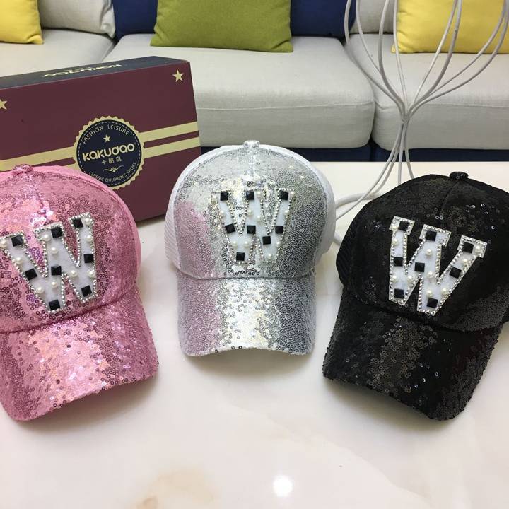 Spring and summer new children's peaked hat girl hats, sequins, sunscreen baseball students, Korean edition
