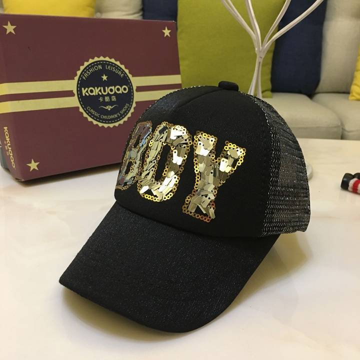 Spring and summer new children's peaked hat girl hats, sequins, sunscreen baseball students, Korean edition