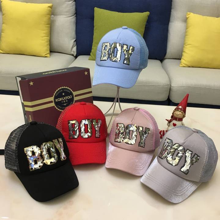 Spring and summer new children's peaked hat girl hats, sequins, sunscreen baseball students, Korean edition