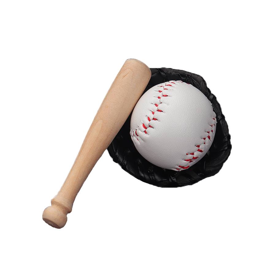 Mini-micro-involved baseball gloves and baseball bats over the home scene set for a gift campaign