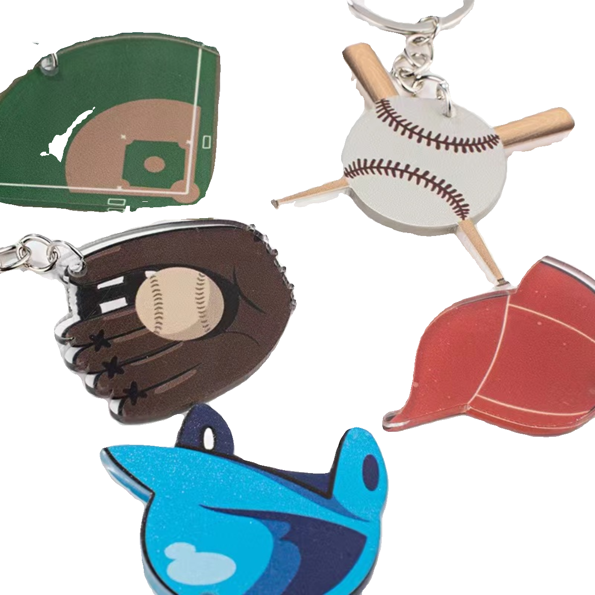 New color print baseball set keychain sports pendant glove baseball field baseball cap parent -child couple gift