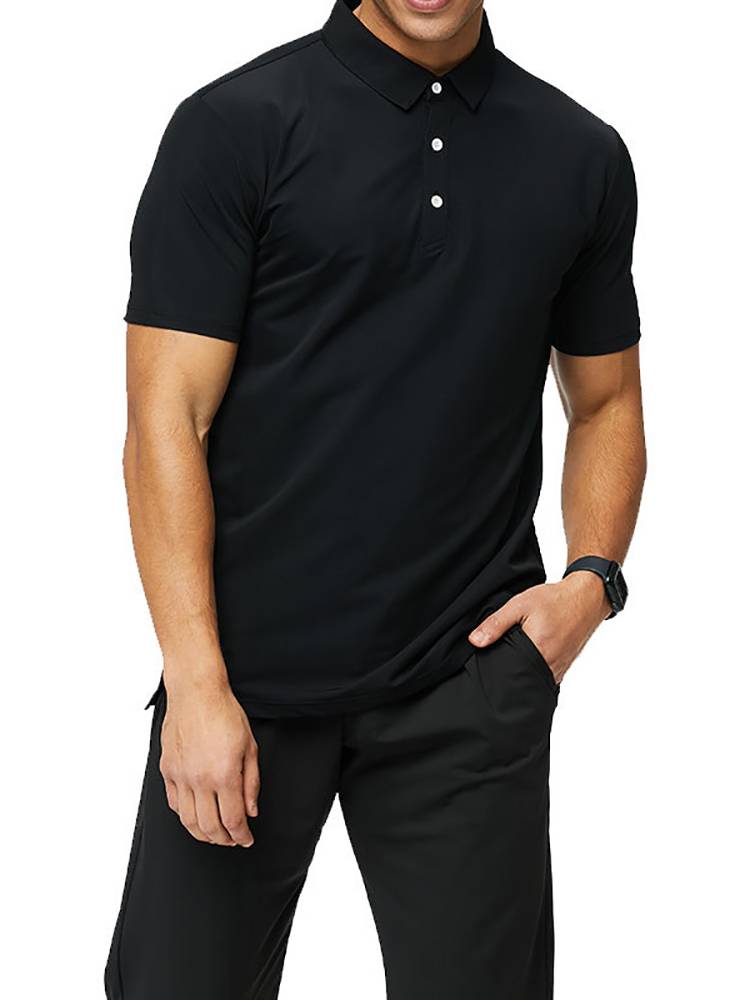 Lulu same men's high -quality solid color sports POLO shirt summer fast dry clothes short -sleeved fitness golf T -shirt