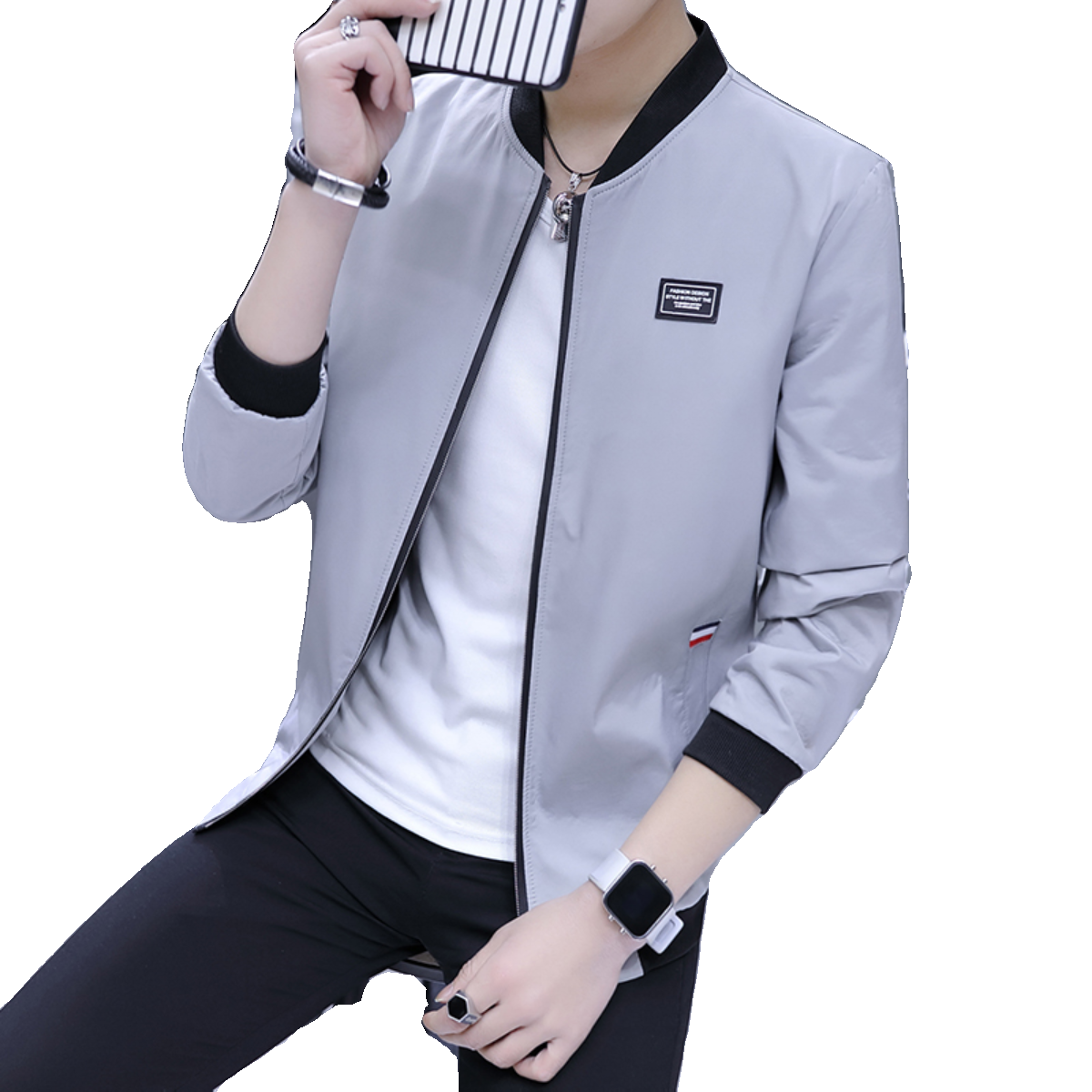 Spring and autumn coat men's Korean version of trendy plus baseball uniform autumn young students thin casual leisure jacket gown