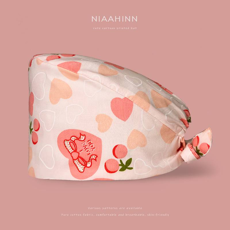 Surgical cap female pure cotton can adjust the air -breathable cartoon printing pattern operating room clinic work oral dental hat
