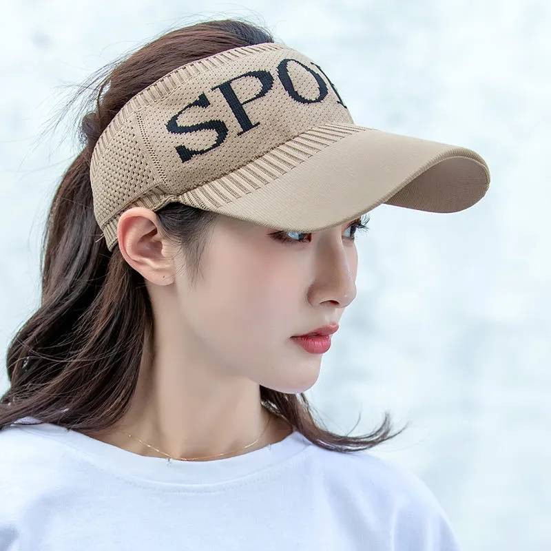 Hat baseball cap Sports empty hat sunscreen and breathable knitted sun hat female sun hat brim travel vacation lengthening