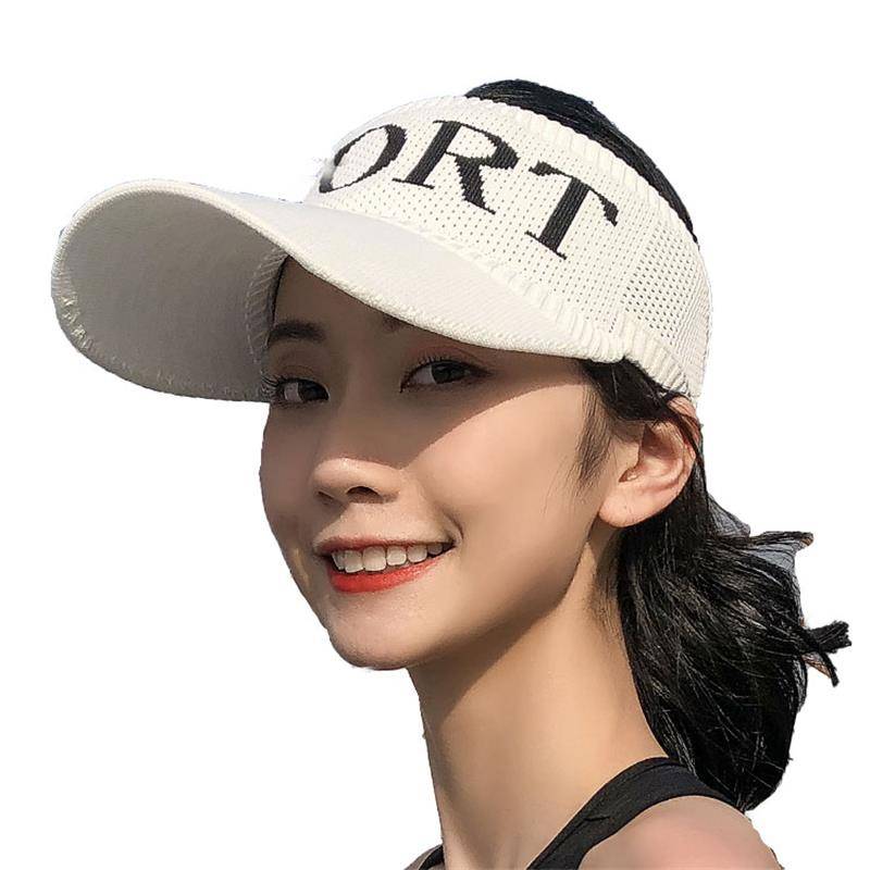 Hat baseball cap Sports empty hat sunscreen and breathable knitted sun hat female sun hat brim travel vacation lengthening