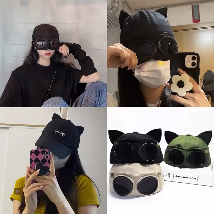 A pilot's glasses hat for summer sunshield-proof men and women, hip-hops and two duck caps in sunglasses