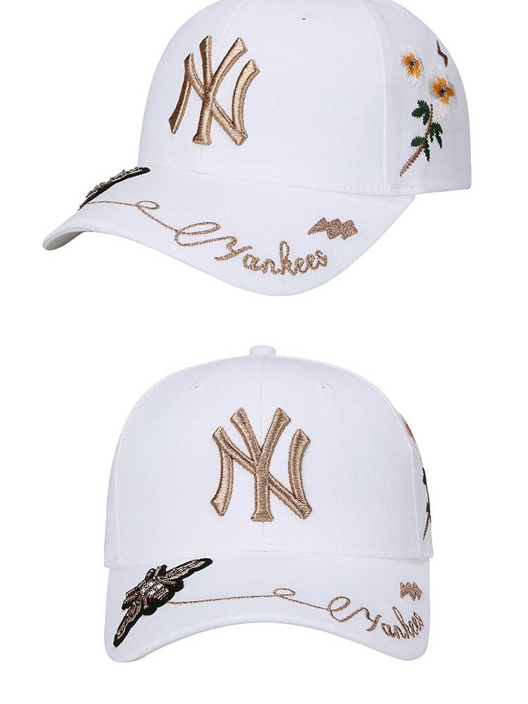 Genuine MLB baseball hat Little bee embroidered ny hard -top cornary peaked hats Korean version of fashion versatile couple hat