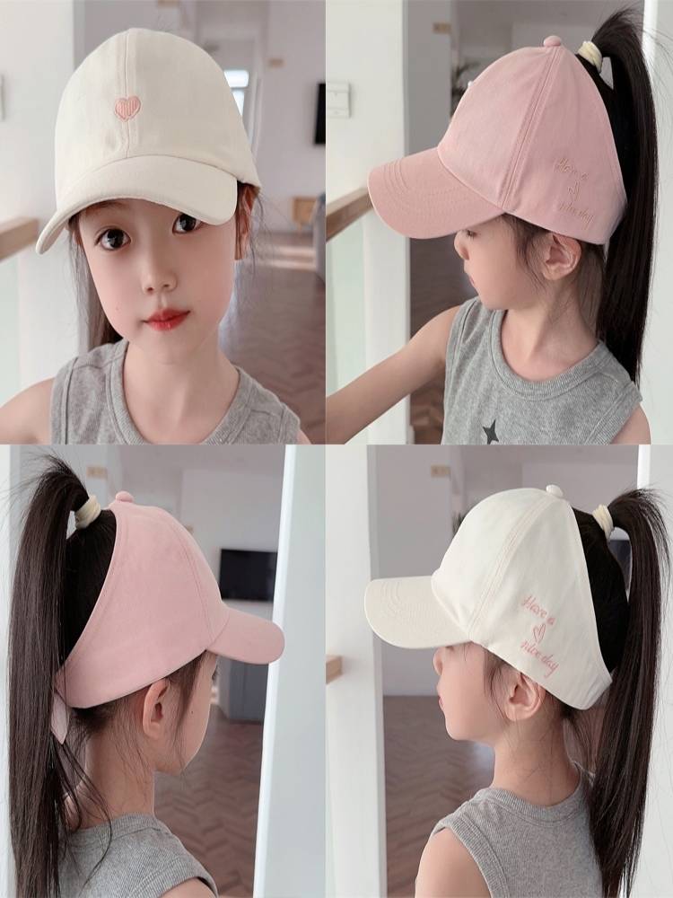 Children's hat baseball girl can taboos high ponytail sun hat summer sunscreen empty top peaked hat female treasure sun hat